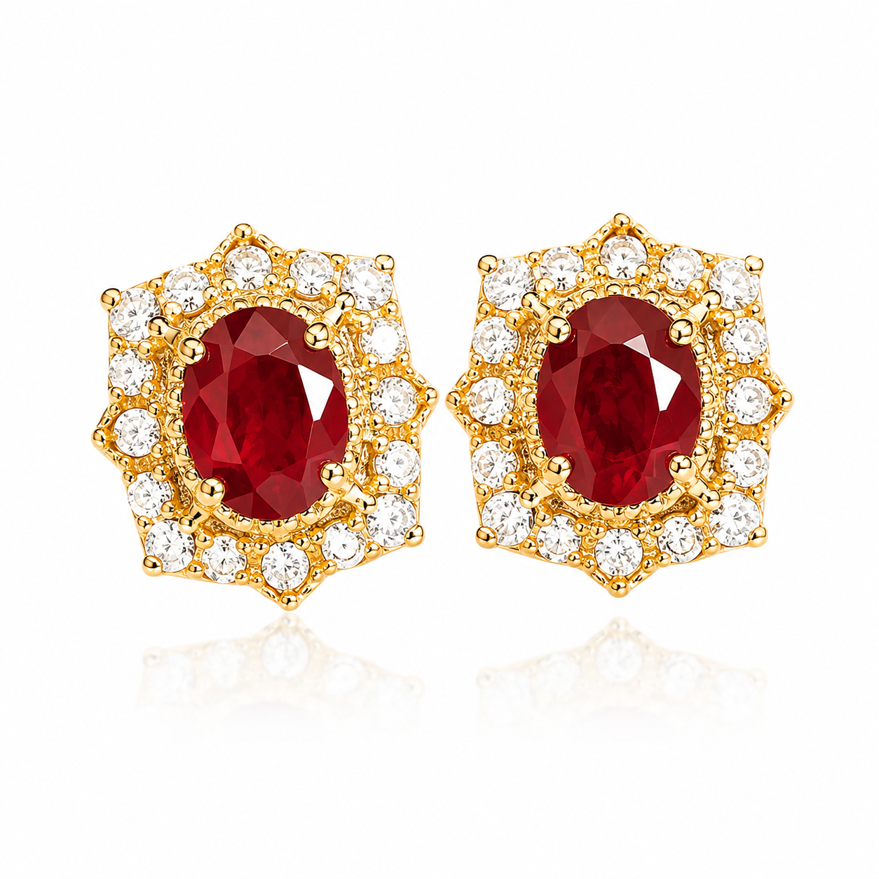 Ruby diamond stud earrings
